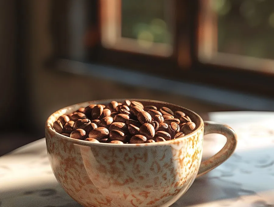 コーヒーカップと豆